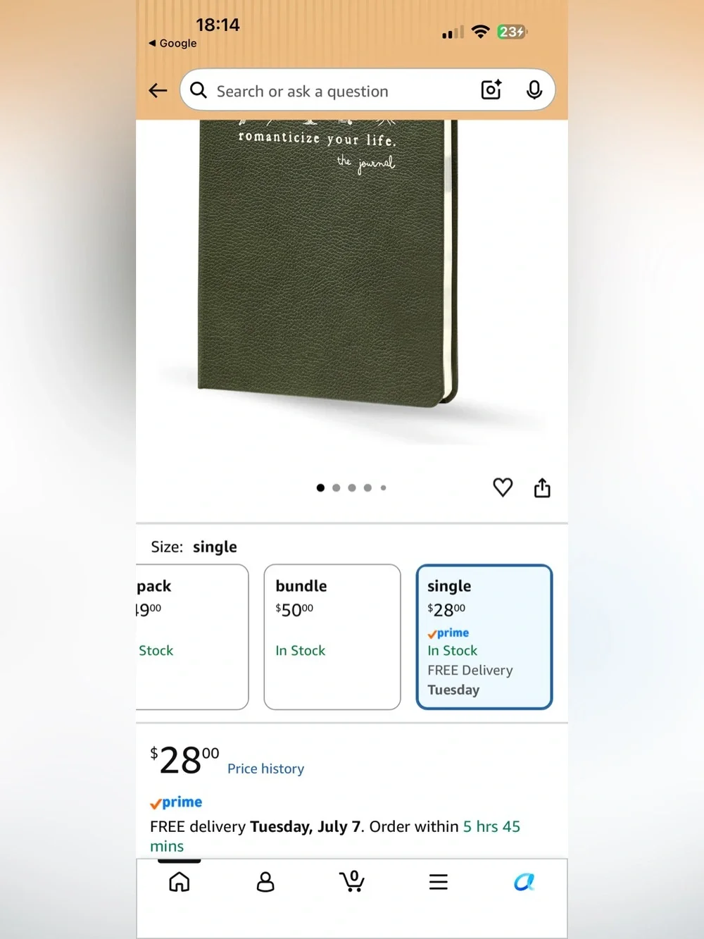 Romanticize Your Life Green Journal Notebook